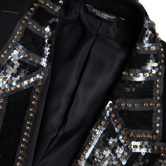 DOLCE & GABBANABlack Embellished Wool 2 Piece SICILIA Suit - Picture 5 of 6